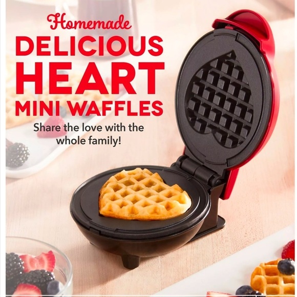 Dash Red Mini Heart Waffle Maker - Picture 2 of 10